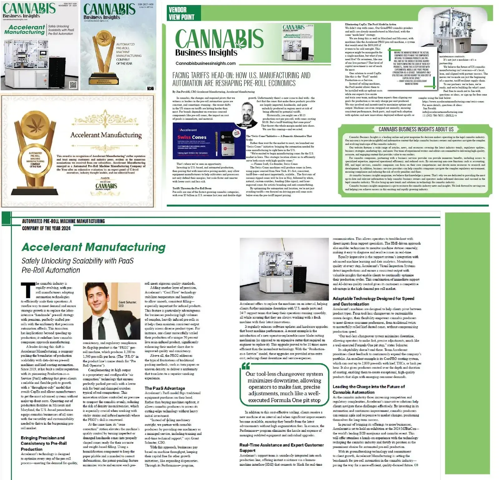 Award Winning Pre-roll Machine of the year from Accelerant Manufacturing