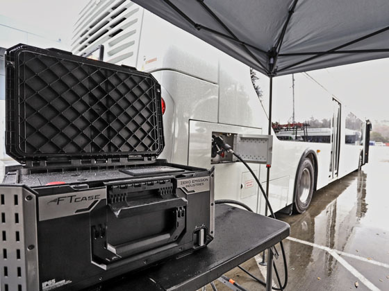 Fueling a hydrogen fueled bus using the ZEI FTcase