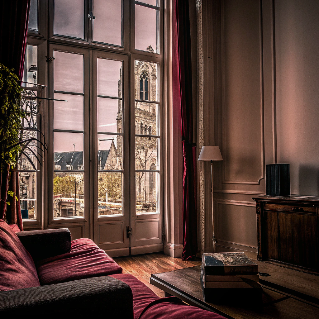 Vue panoramique de Reims, destination prisée pour la location courte durée et les services de conciergerie Airbnb, montrant les monuments emblématiques de la ville au coucher du soleil.