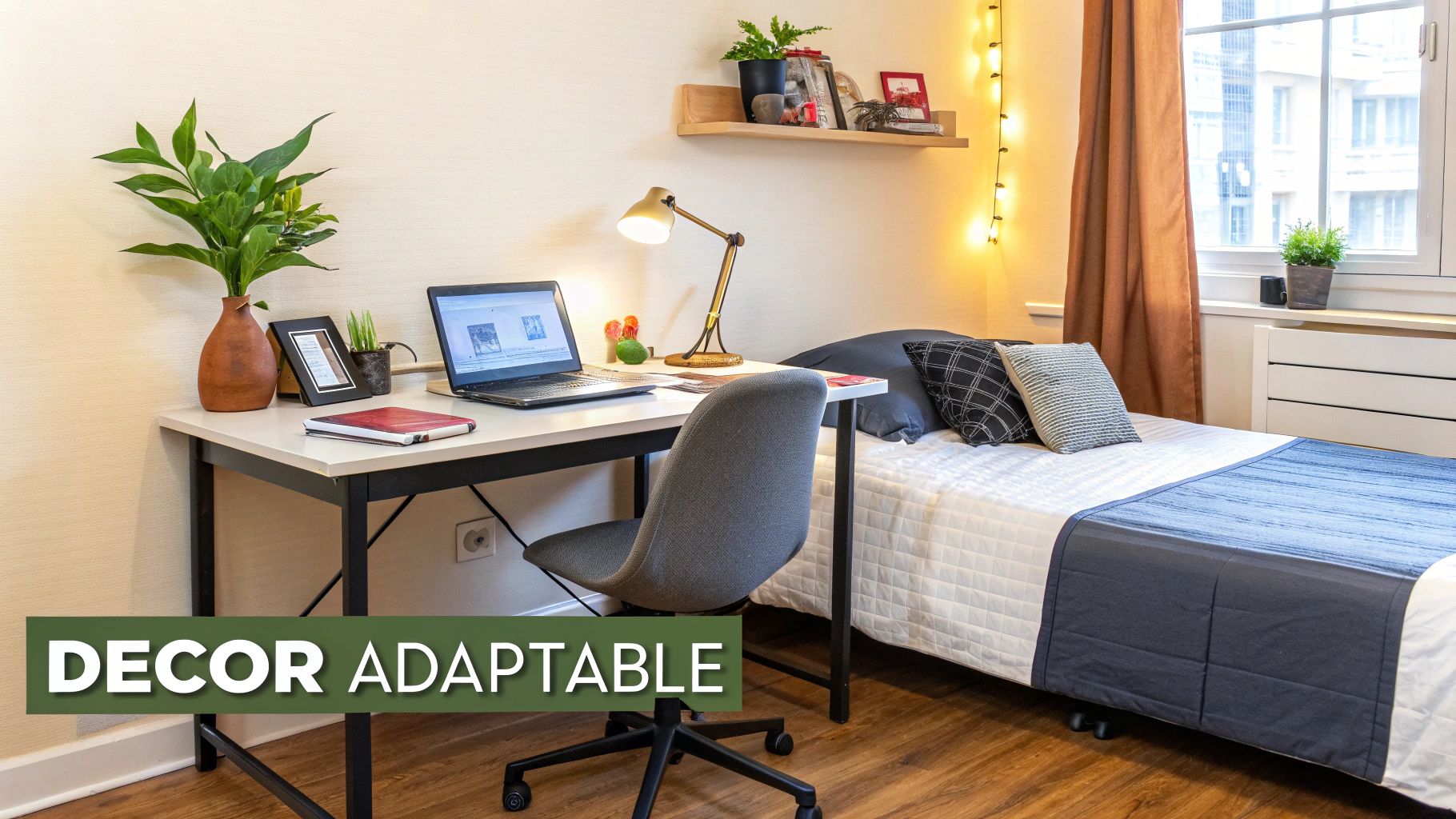 Un salon lumineux et bien éclairé, montrant un mélange de lumière naturelle et de lampes d'appoint.