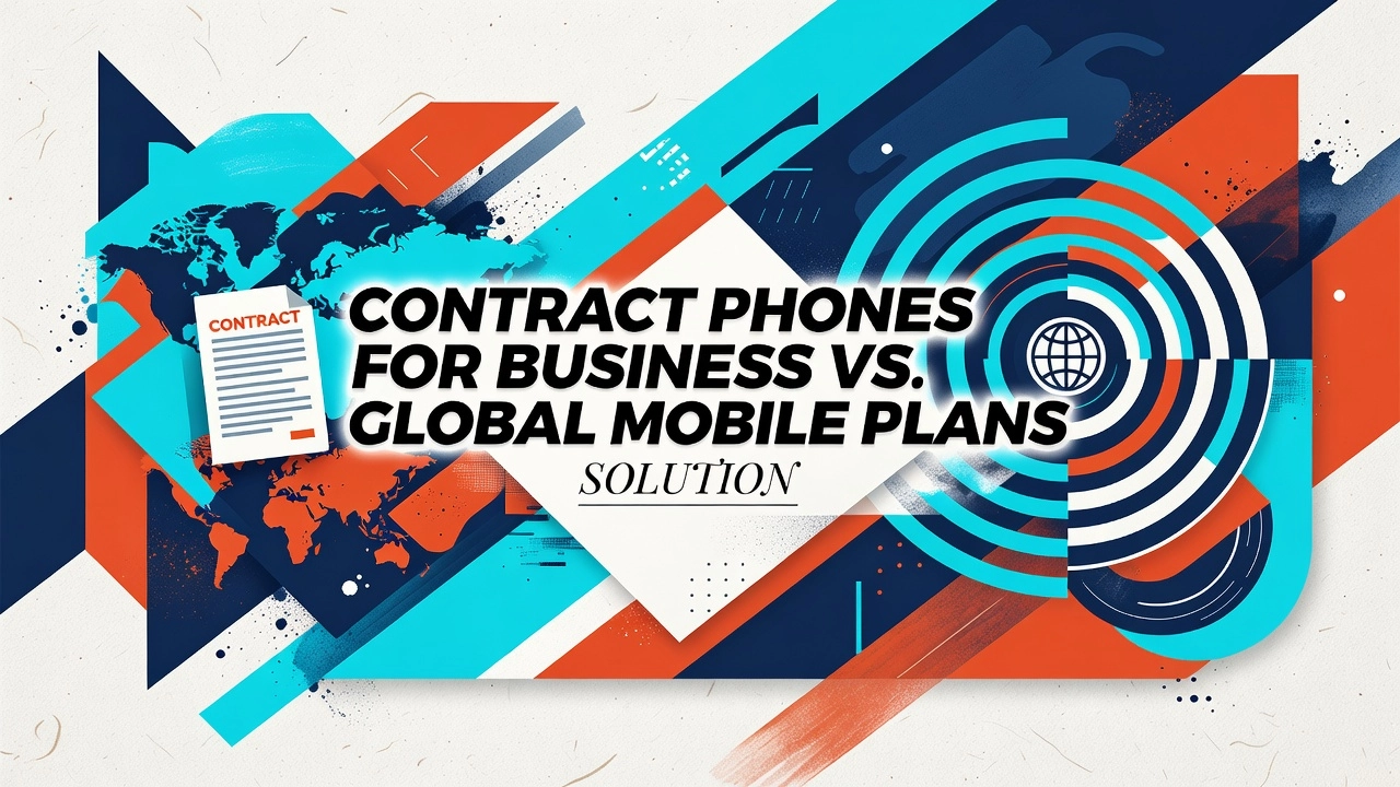 Professional header image for comparison analysis: Contract Phones for Business vs. Global Mobile Plans