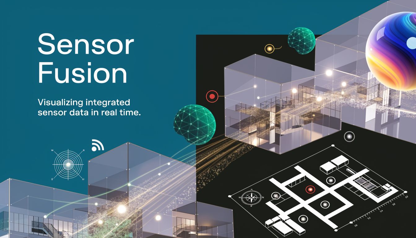 A digital visualization of a smart building with sensor data mapping and real-time network integration systems.