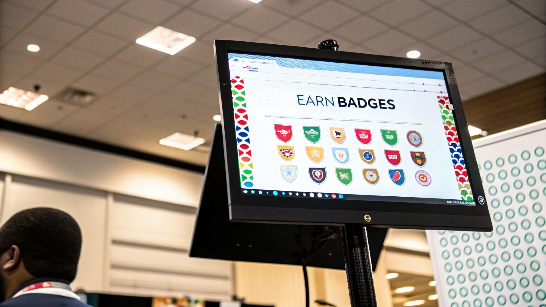 Gamification elements like points, badges, and leaderboards in a loyalty program.