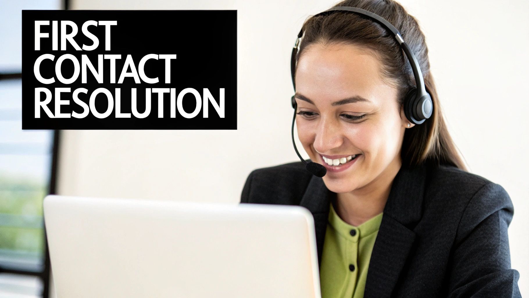 Infographic showing key data about First Contact Resolution Rate (FCR)