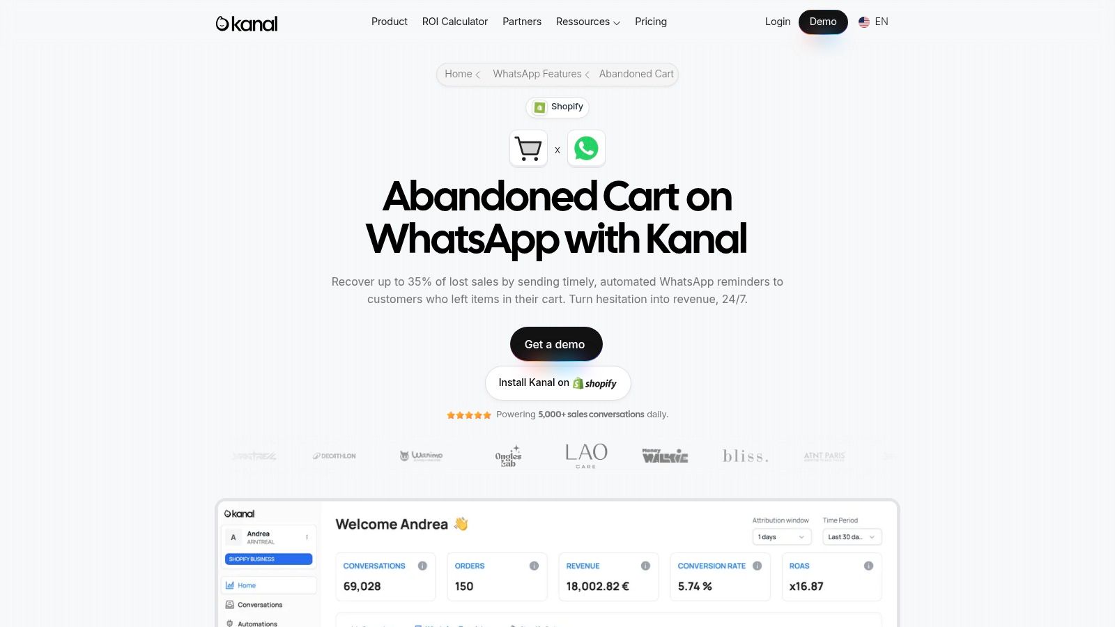 Kanal's WhatsApp Abandoned Cart Flow Builder