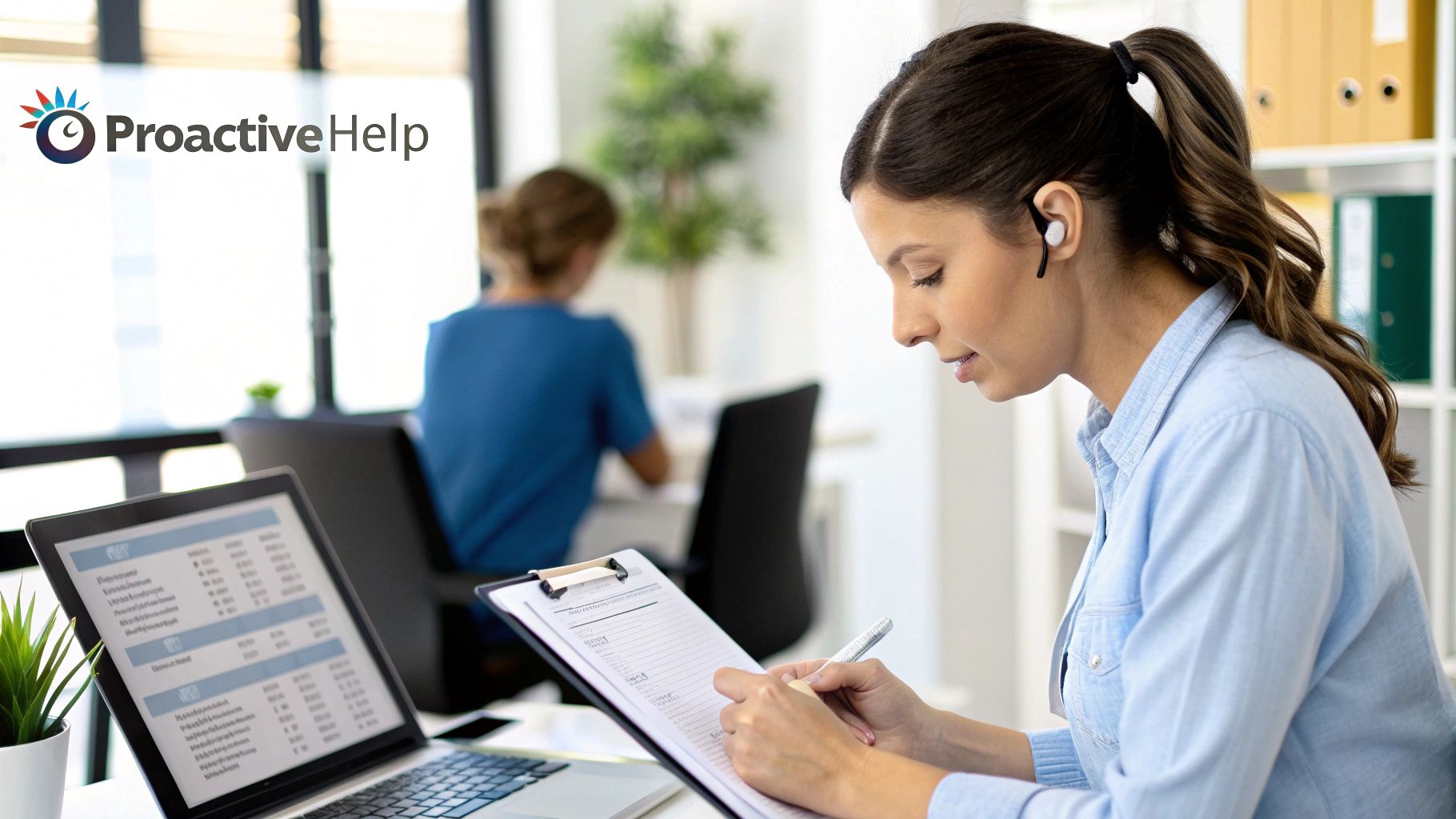 A support agent proactively offering additional resources to a customer