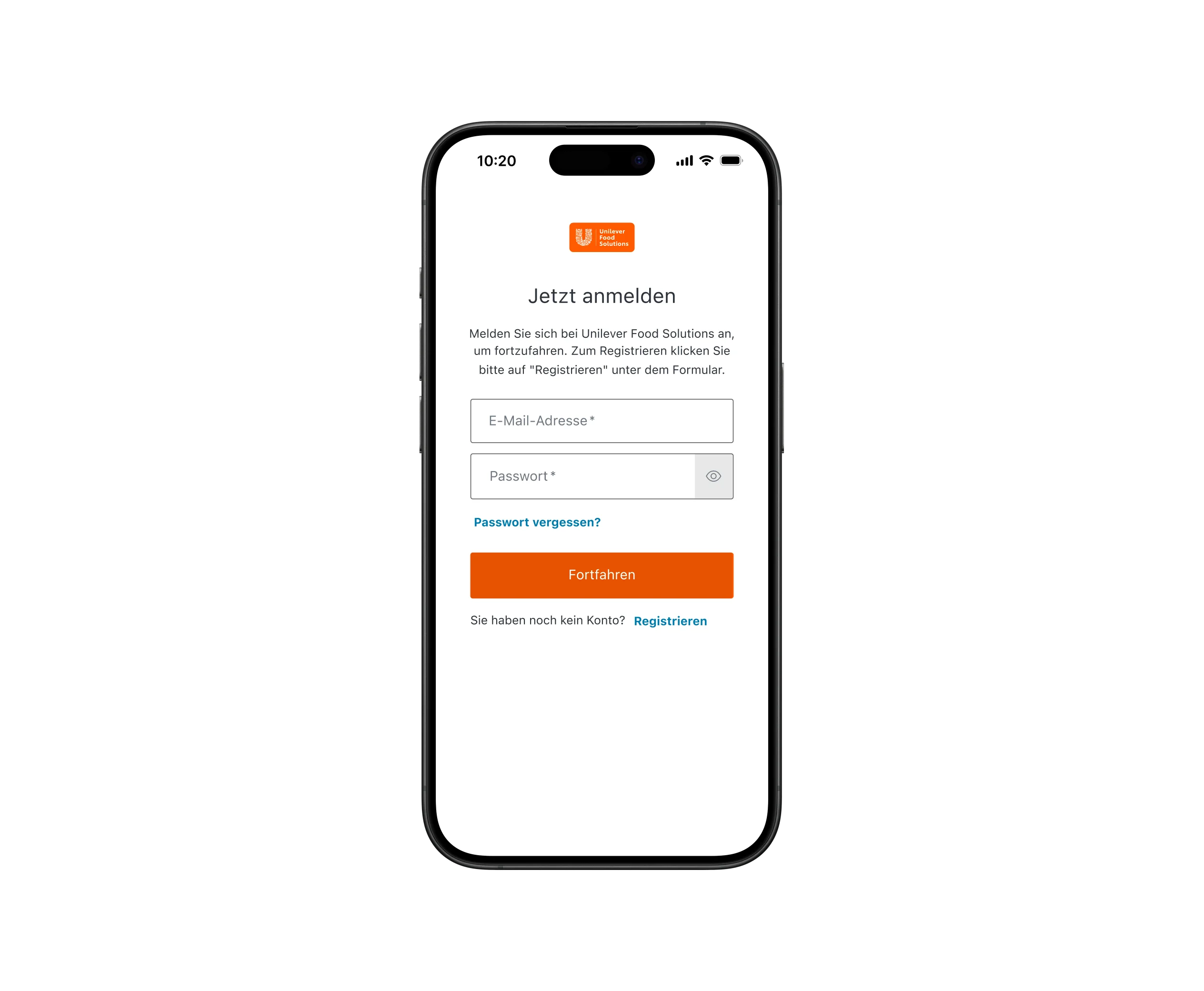 Mobiles Mockup mit Benutzeranmeldebildschirm