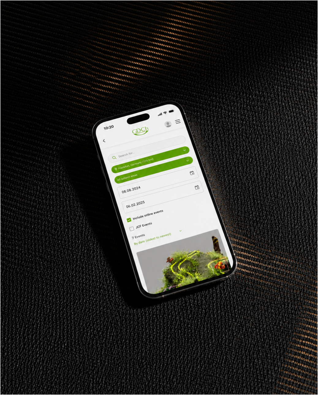 Mobile app screen for selecting location preferences, search radius, and location-based discovery settings.