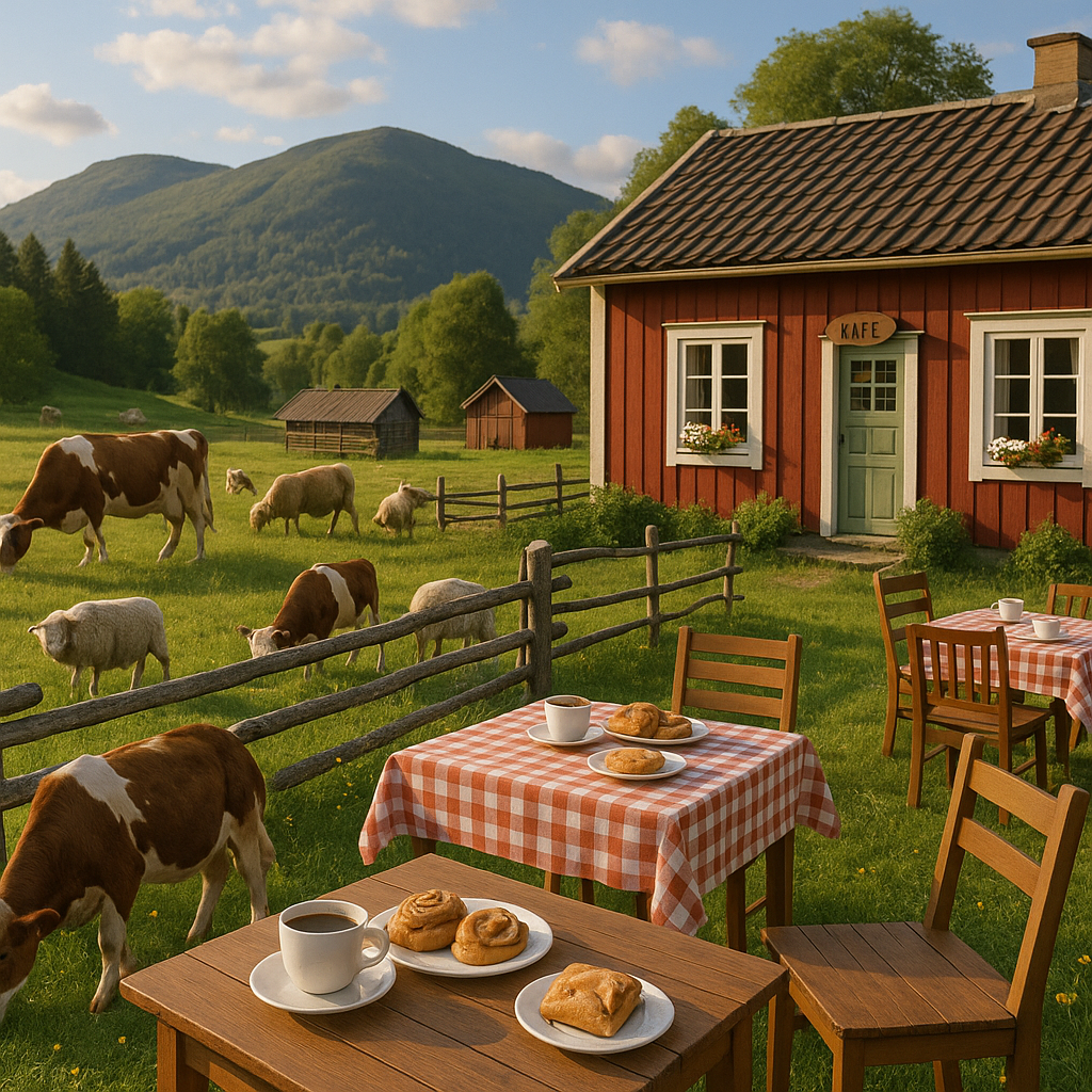 Distriktsveterinär driver historisk fäbodkafé med levande lantbruk i Hede