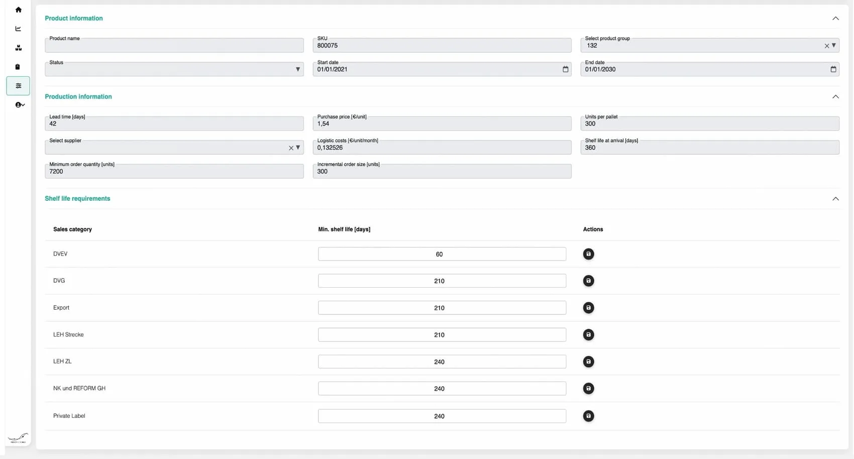 Material-and Packaging Planning