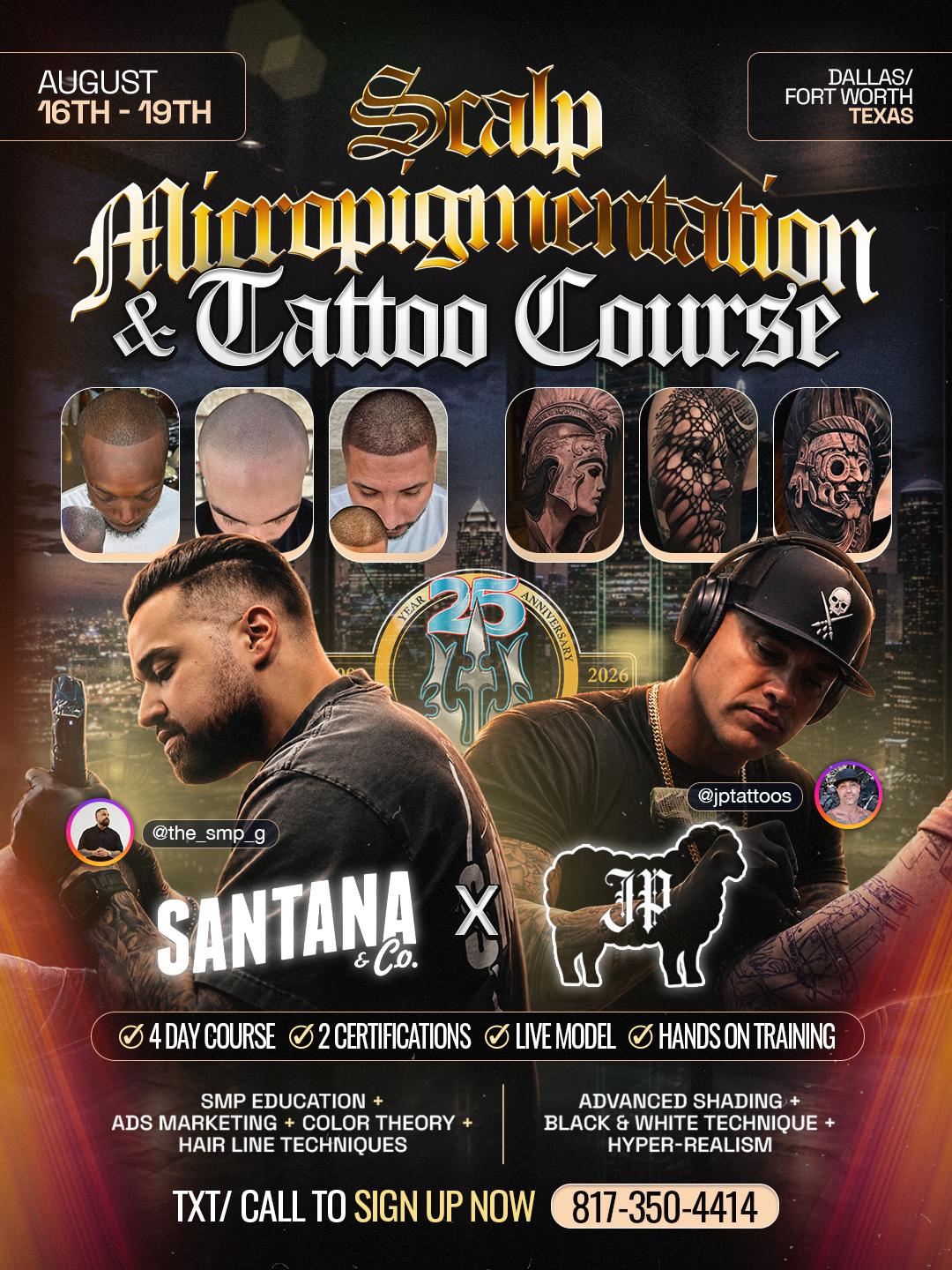 Santana Studio Co SMP and tattoo training course flyer