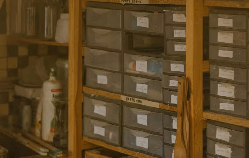 Use Clear Plastic Bins with Labels