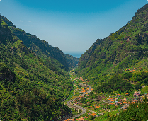Mountain valley and village in Madeira