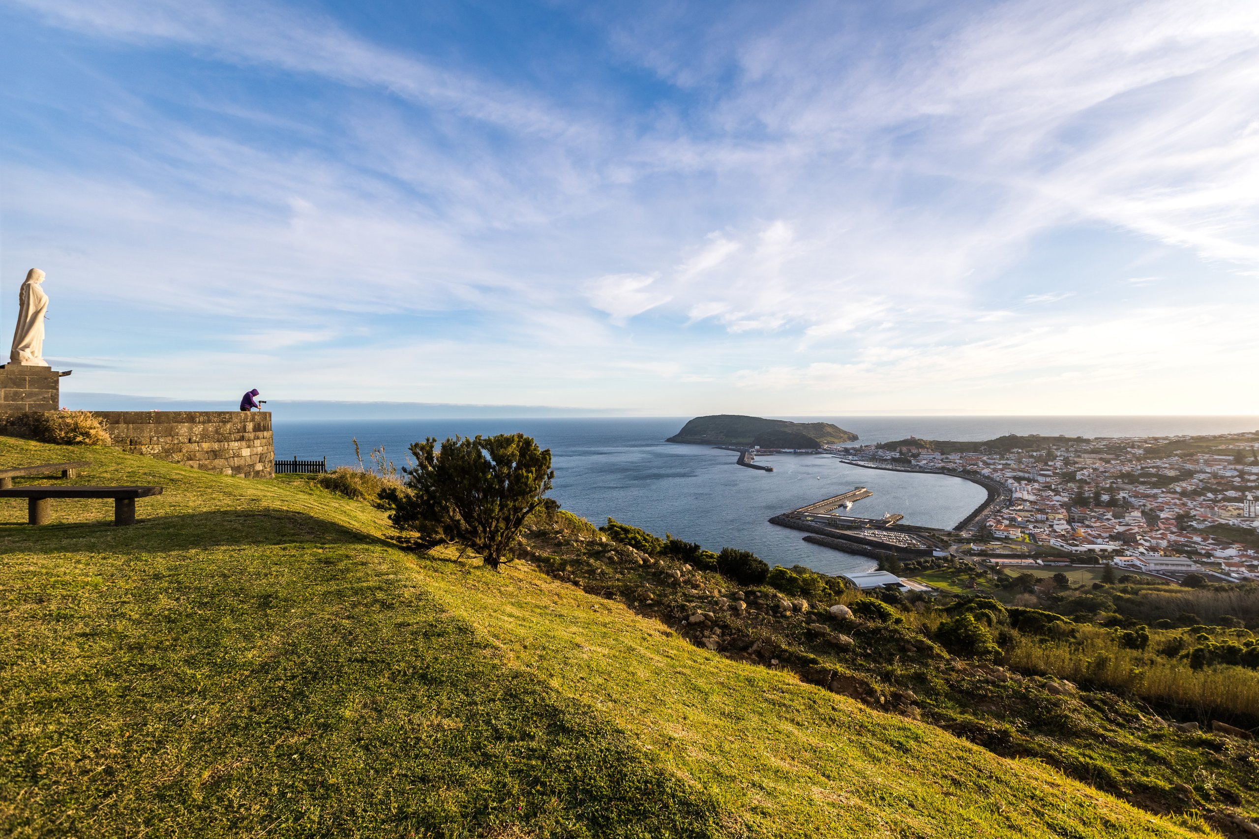A Horta e a sua marina vistas de um miradouro no Faial, Açores