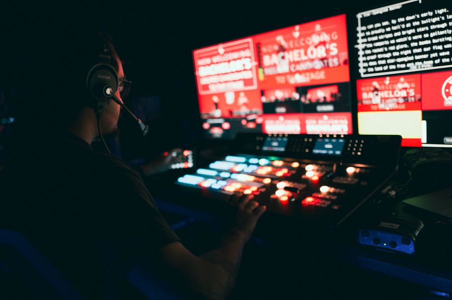 Broadcast operator at the switcher during the ceremony