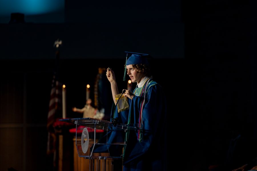 Juan Diego student speaker at the podium