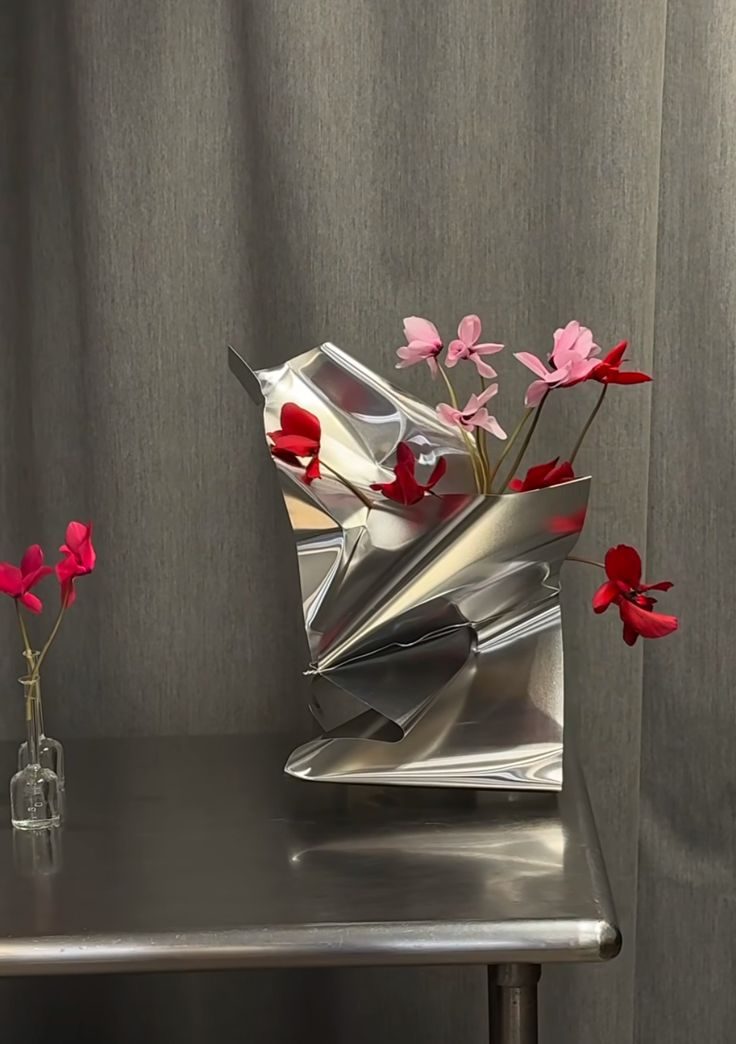 Folded Metal Floral Vessel
