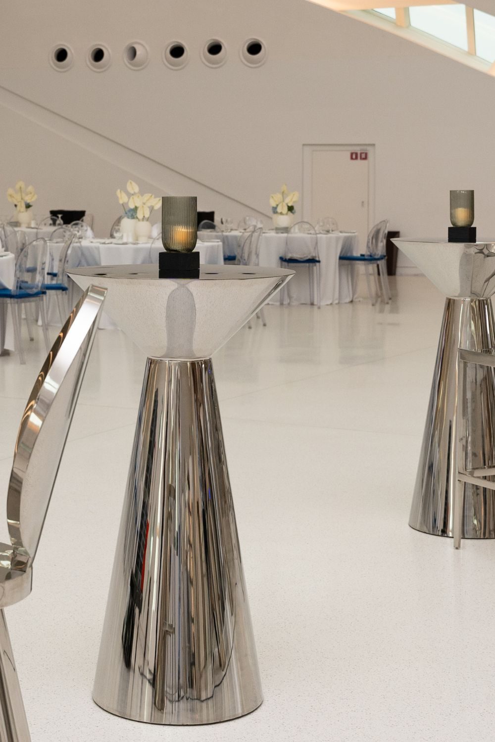 Fluted Chrome Cocktail Table
