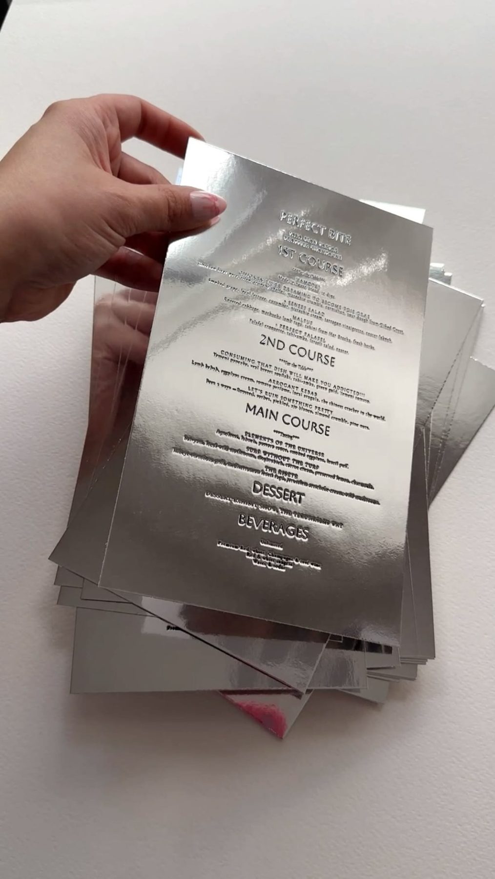 Reflective Silver Menu