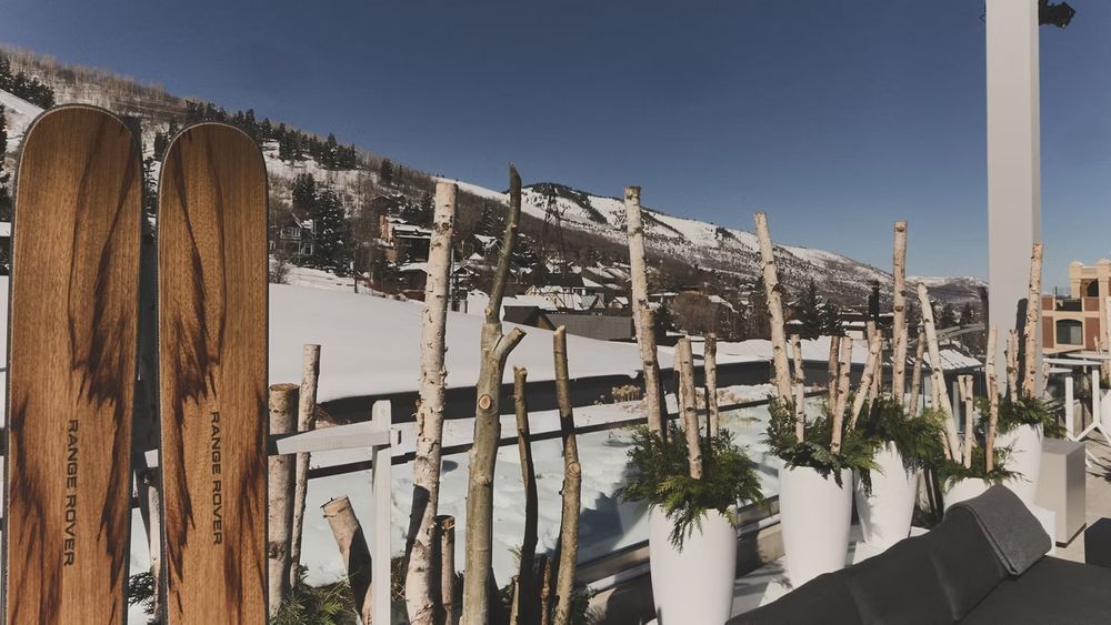 Park City - birch-lined winter terrace