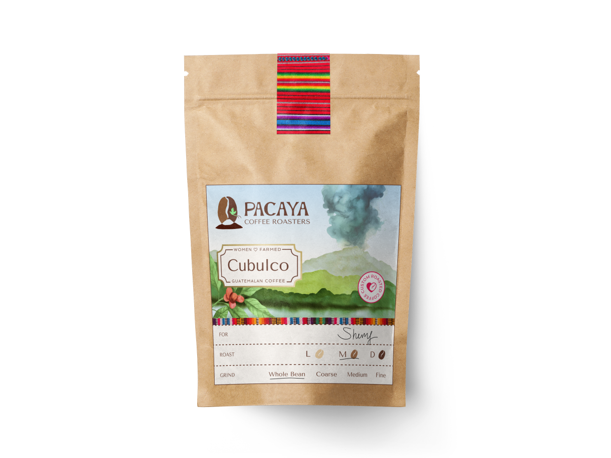Image of the redesigned packaging label on a coffee bag
