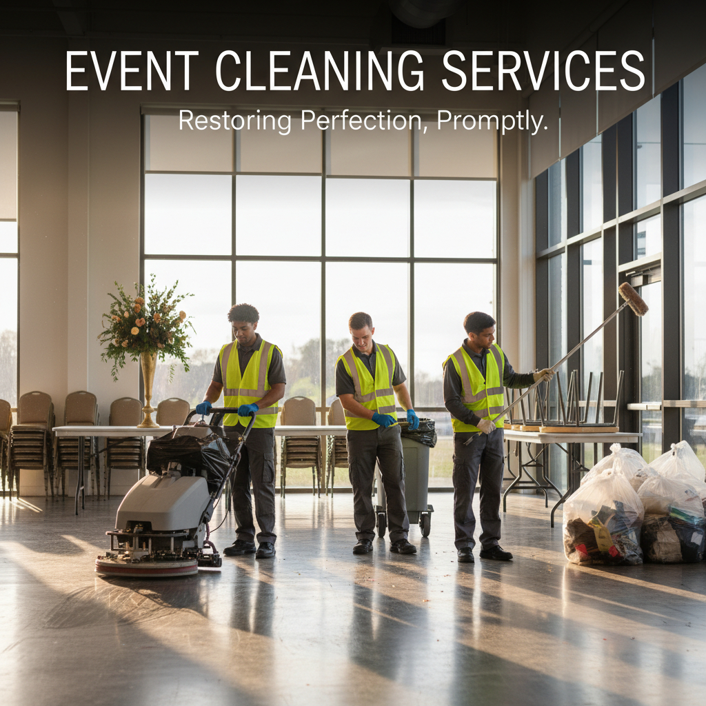 Post-event cleanup services restoring commercial venues after events