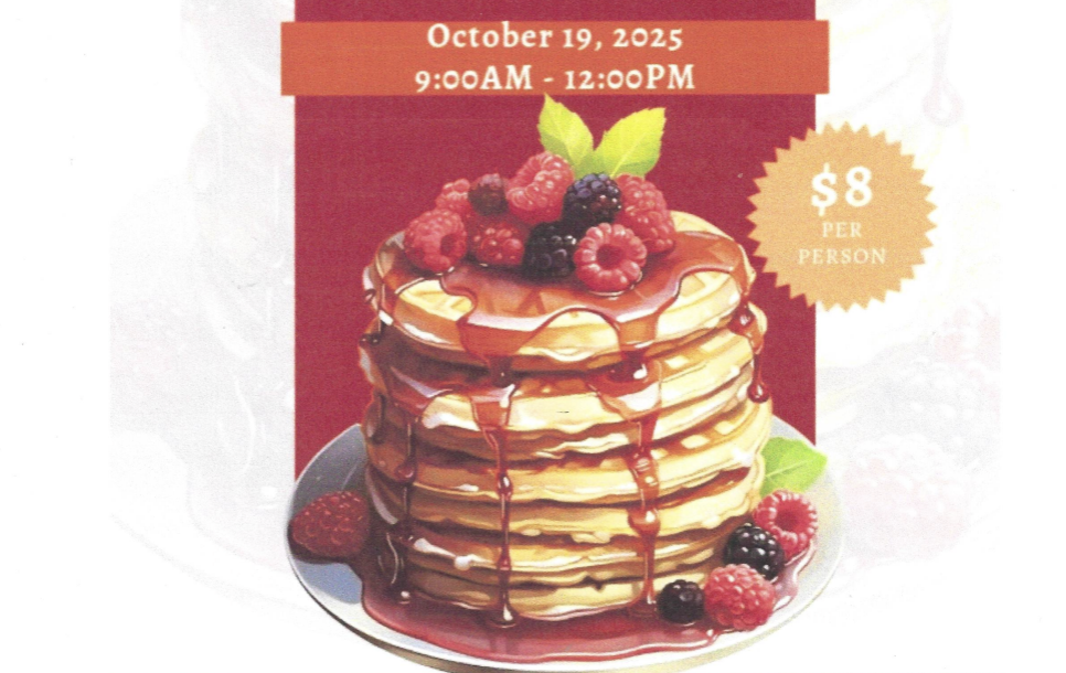 pancake flyer for $8 donation breakfast
