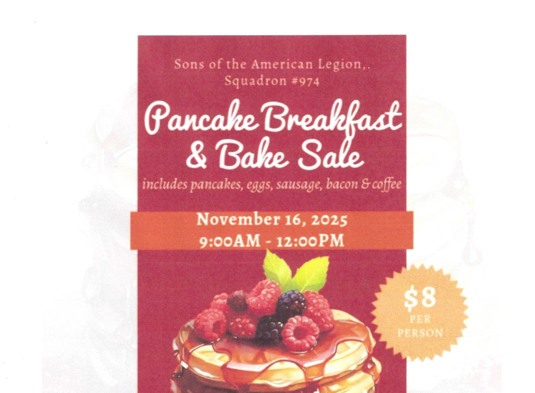 pancake flyer for $8 donation breakfast