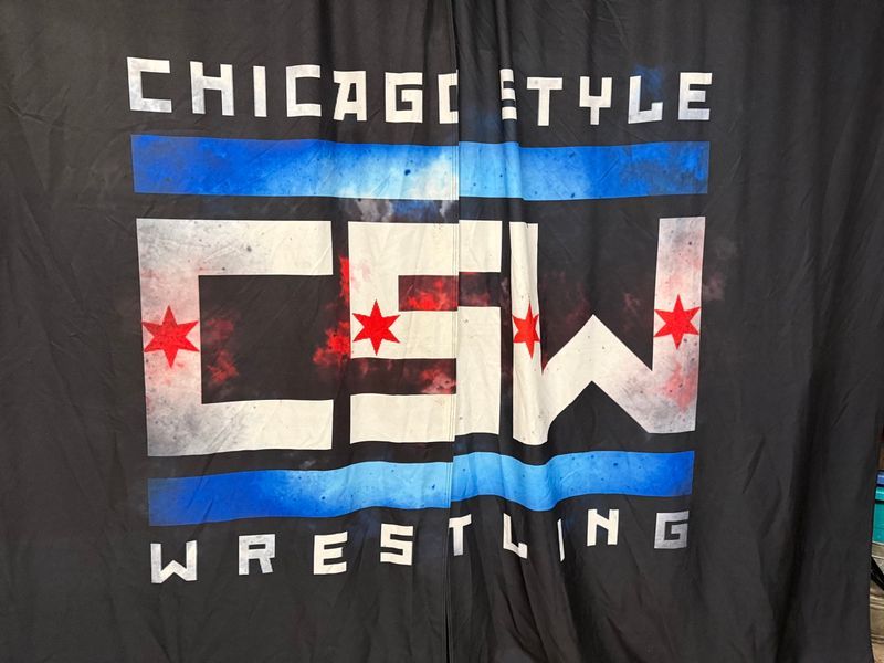Chicago Style Wrestling logo curtain