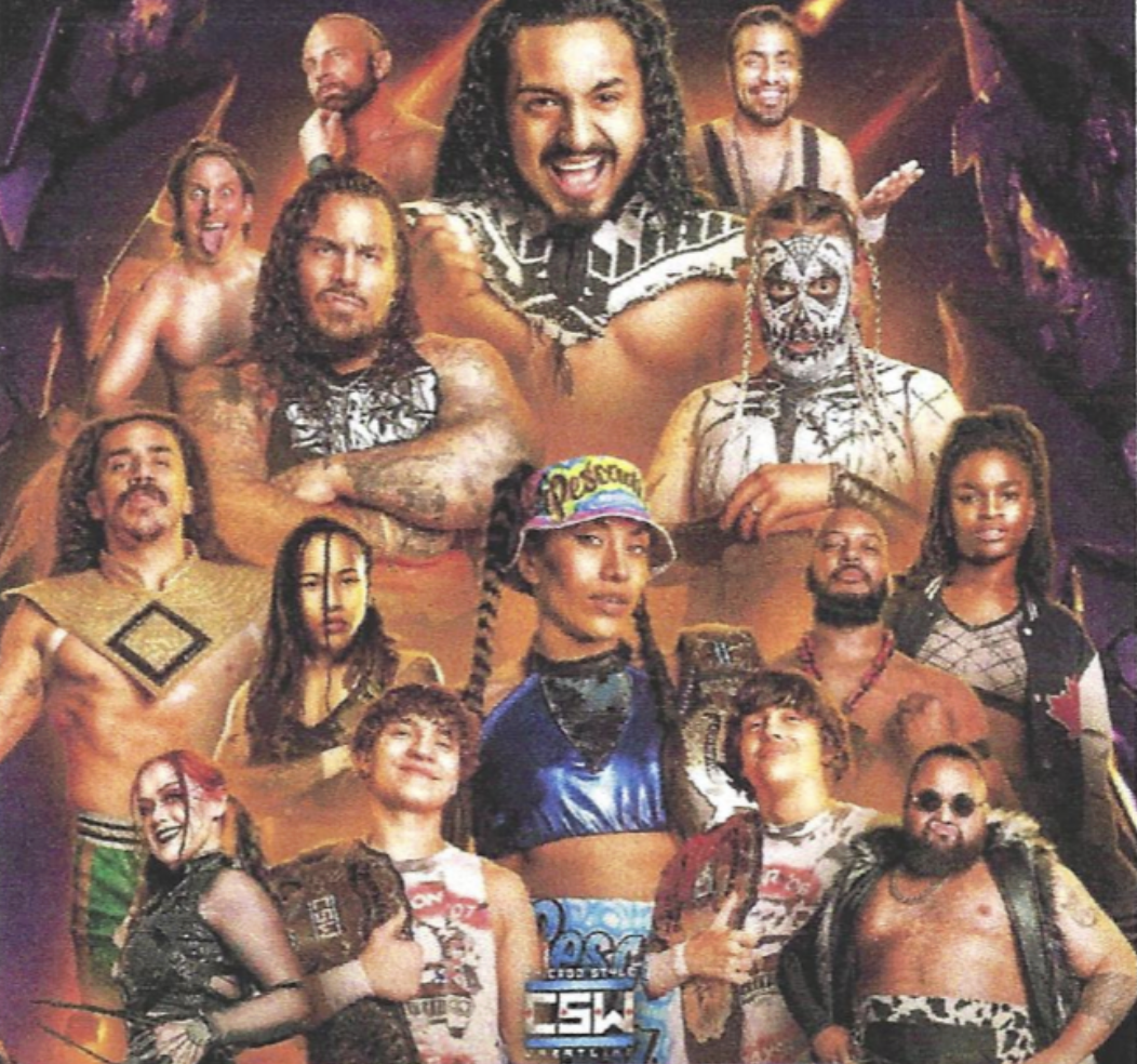 Chicago style wrestling wrestlers lined up in poster