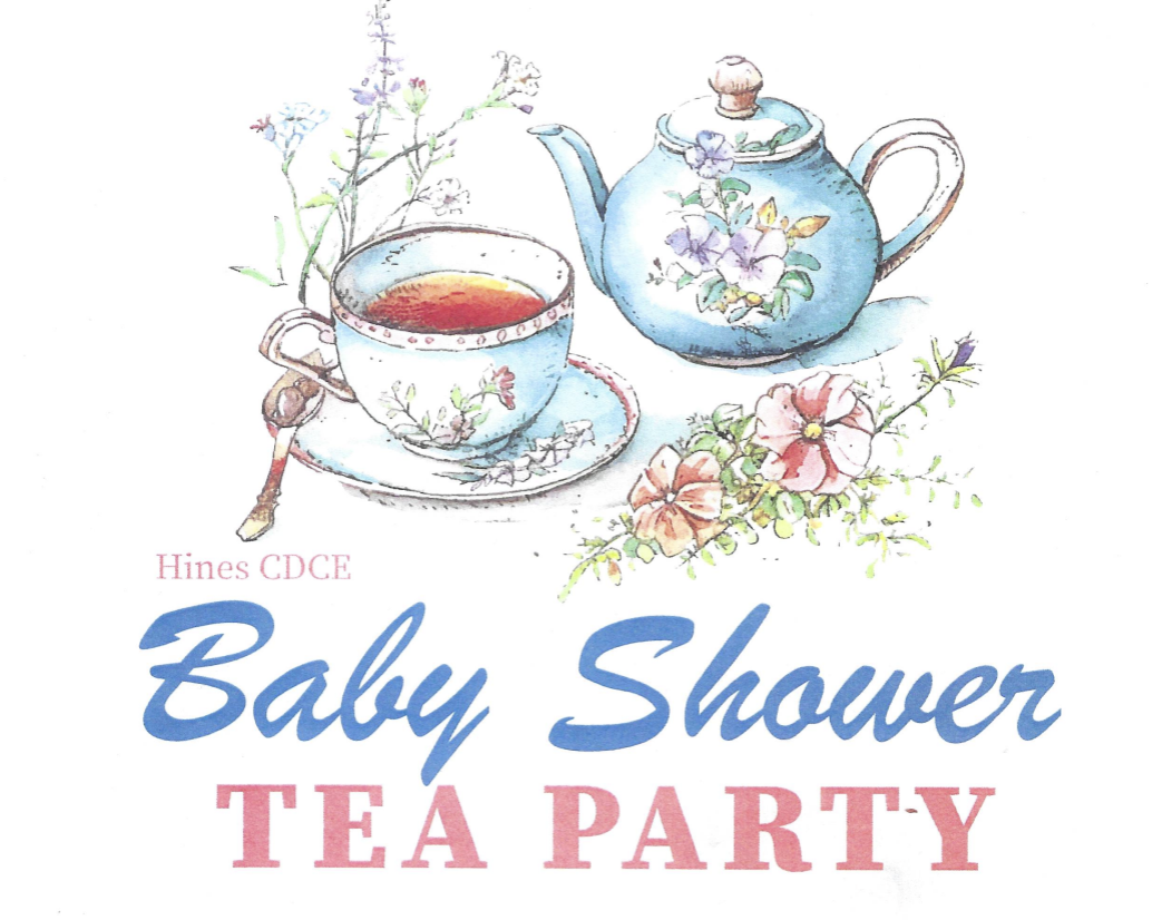 Tea Pot and Cup with text Baby Shower Tea Party