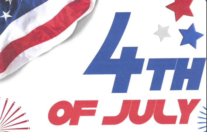 American Flag stars and stars, with text reading 4th of July