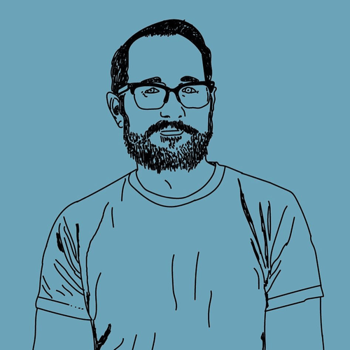 A line drawing of a devastatingly handsome bookkeeper with glasses and a well-kempt beard.