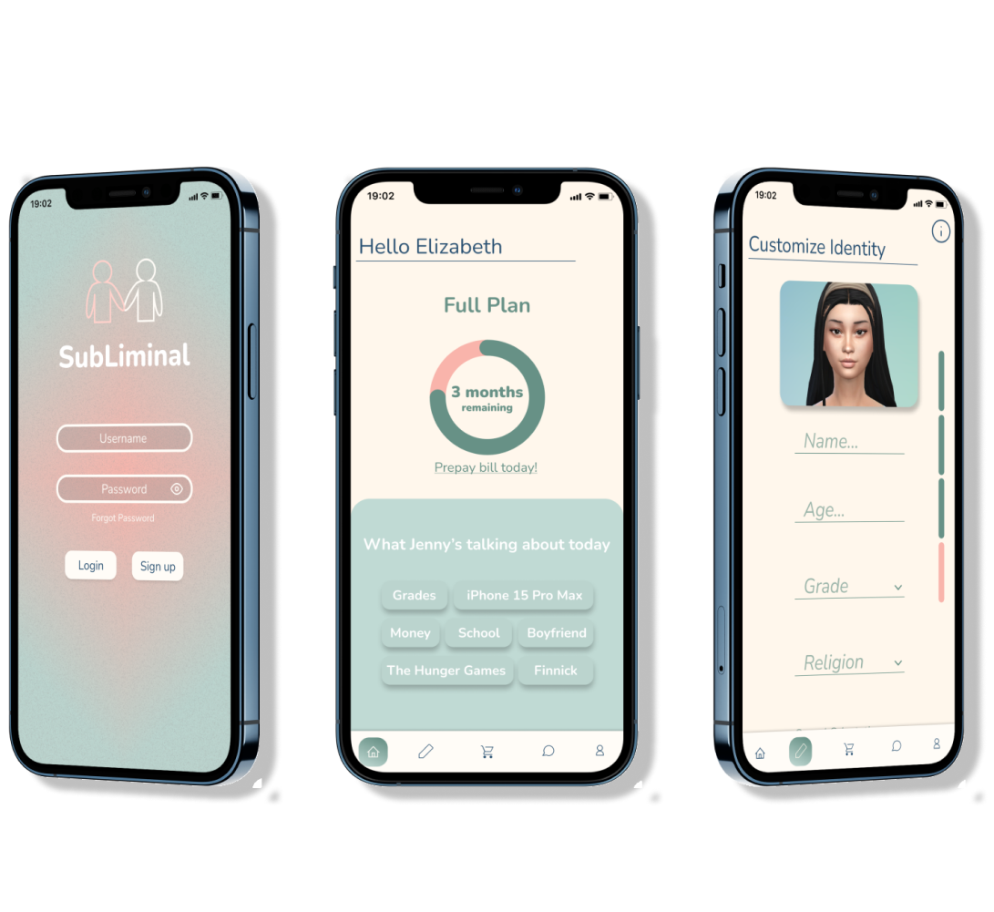 a picture of the SubLiminal app shown on 3 iphone models