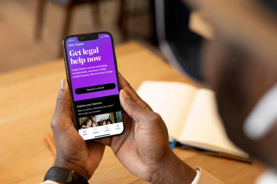 Phone with LegalShield mobile app homescreen