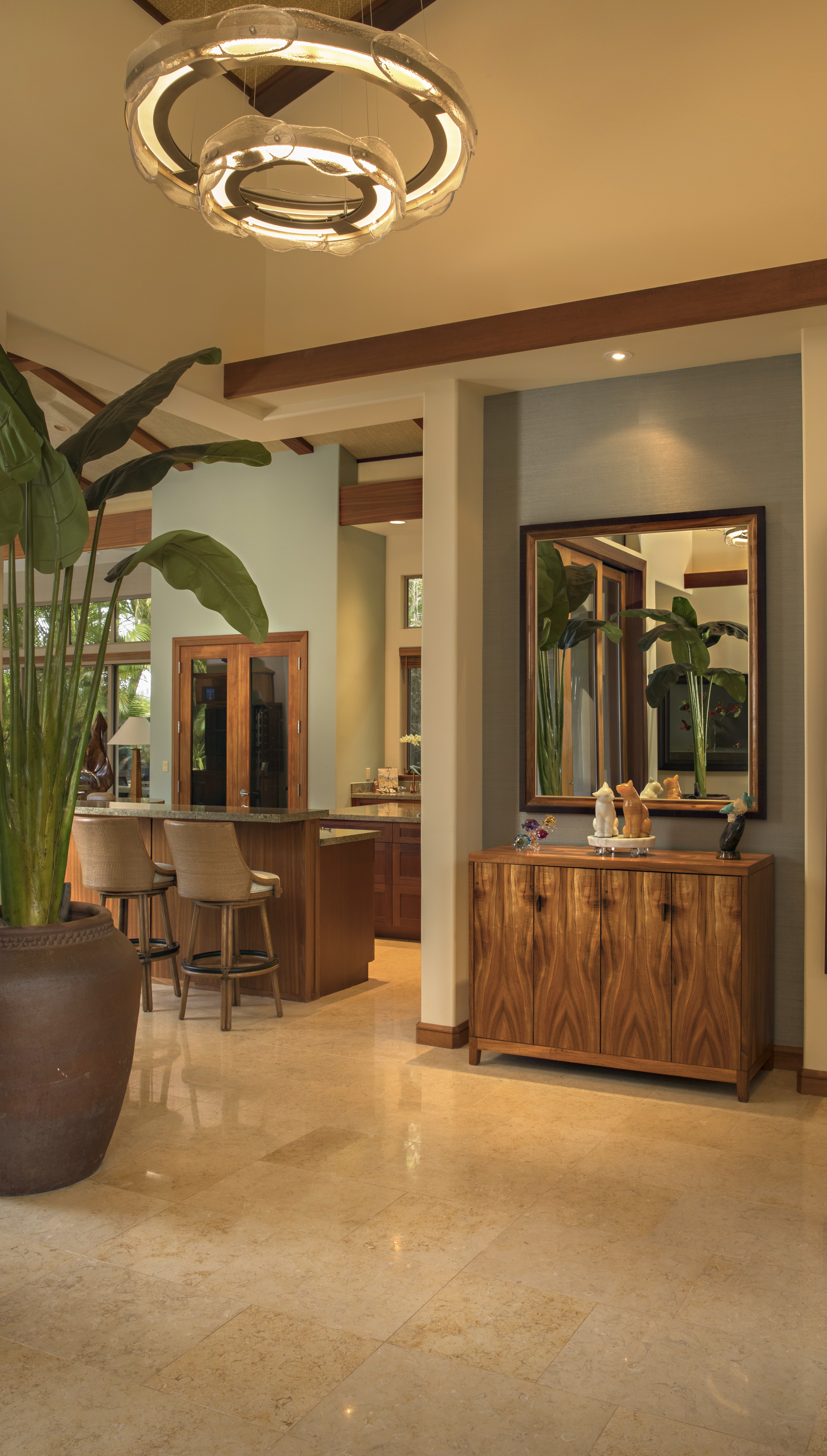 Completed wallcovering installation in a Maui residence