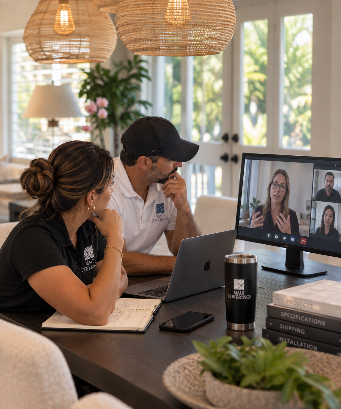 Maui Wall Coverings studio team meeting