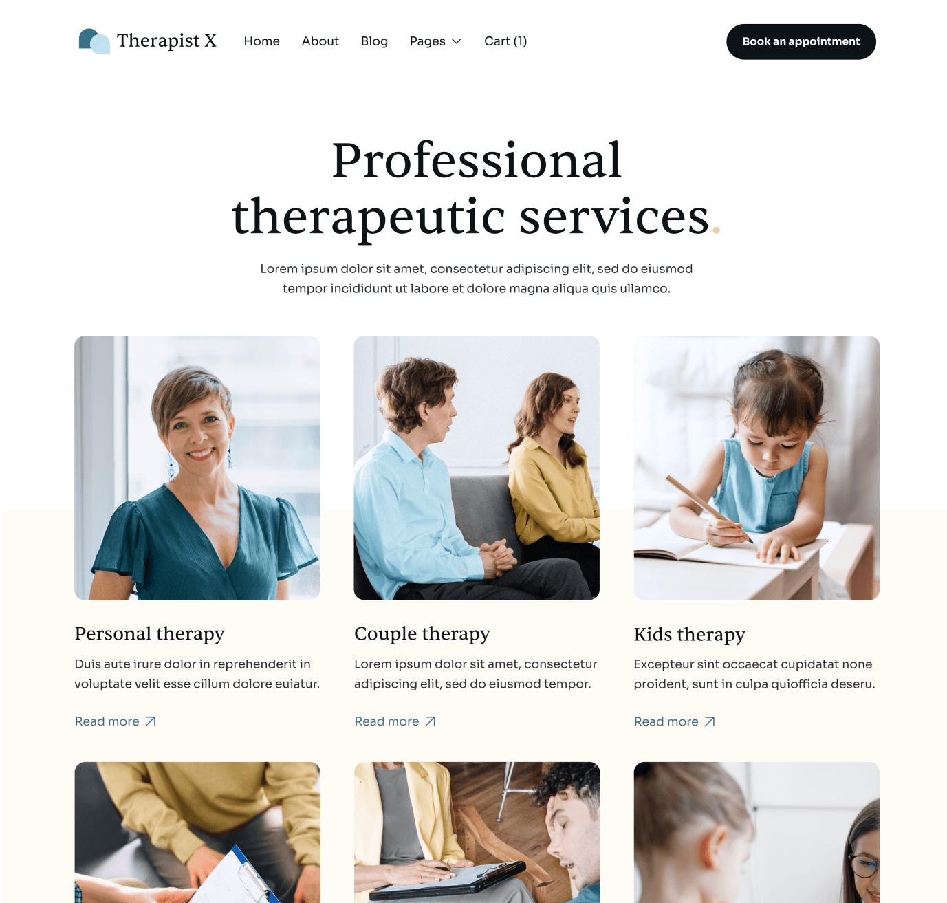 Therapist X - Services Top Page - Therapy Webflow Template