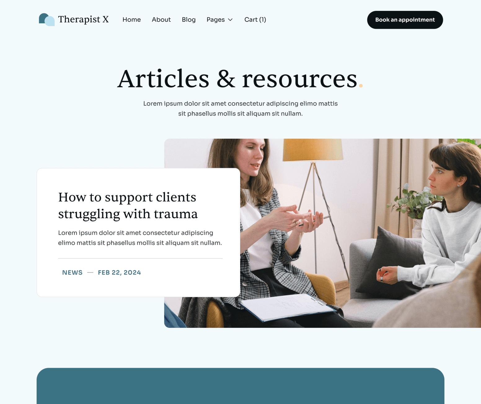 Therapist X - Blog V2 Main Page - Therapy Webflow Template