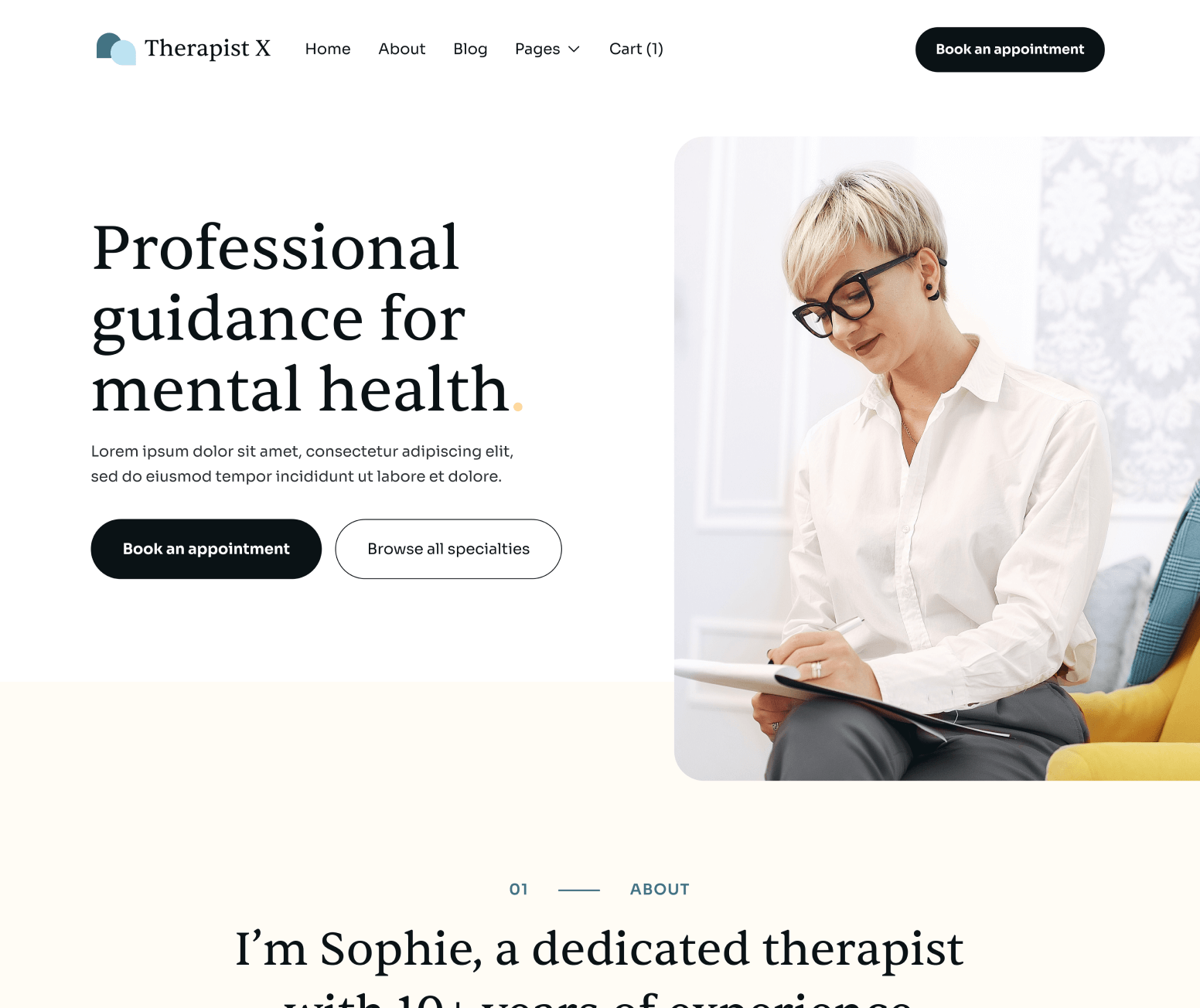 Therapist X - Home V1 Main Page - Therapy Webflow Template