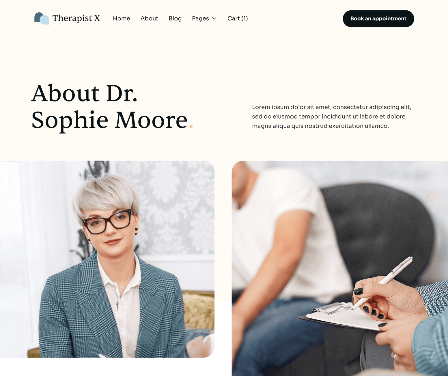 Therapist X - About Main Page - Therapy Webflow Template