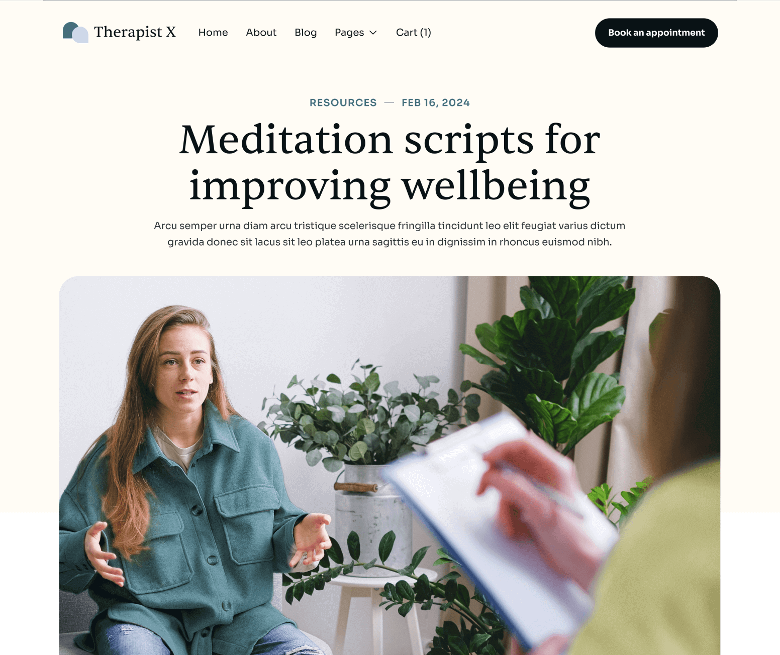Therapist X - Blog Post Main Page - Therapy Webflow Template