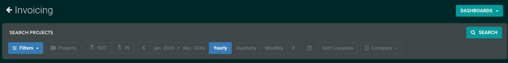 Dashboard page with the newly updated date range functionality