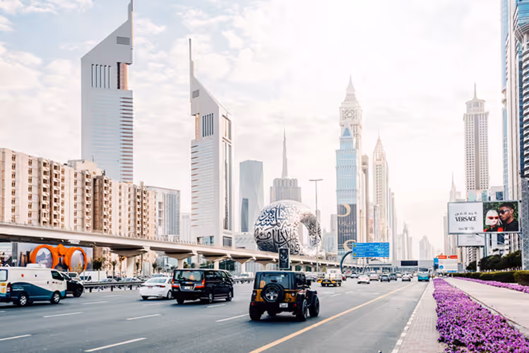 View of Dubai Sheikh Zayed Road with iconic towers, representing BSO's dynamic vendor network in the UAE. Dubai skyline showcasing growth BSO partners with top vendors to power premium property solutions across the UAE.