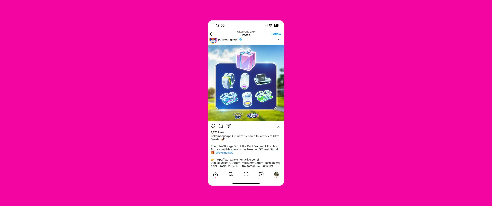 Pokemon Go mobile gaming webshop IG post