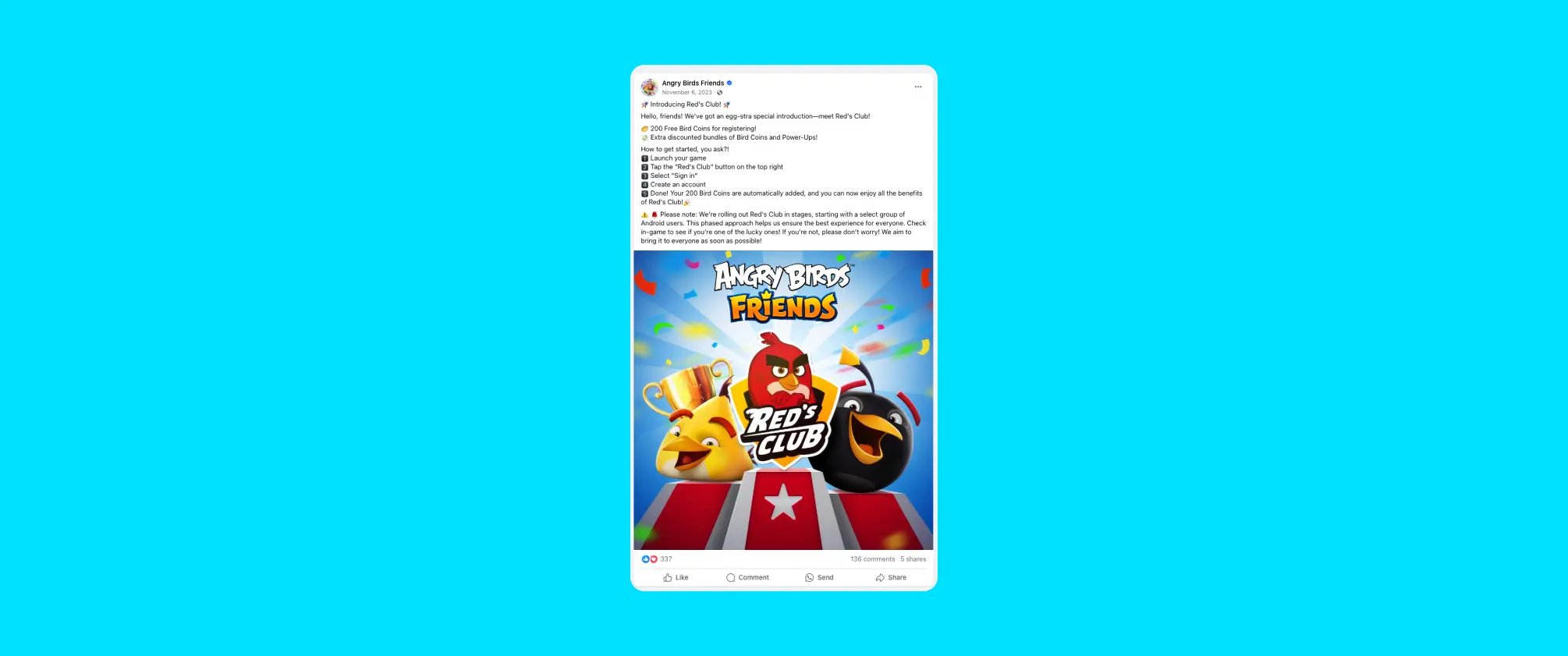 angry birds friends mobile gaming FB post