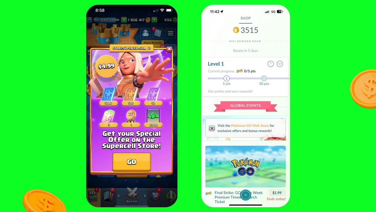 Clash Royale and PoGo link-outs