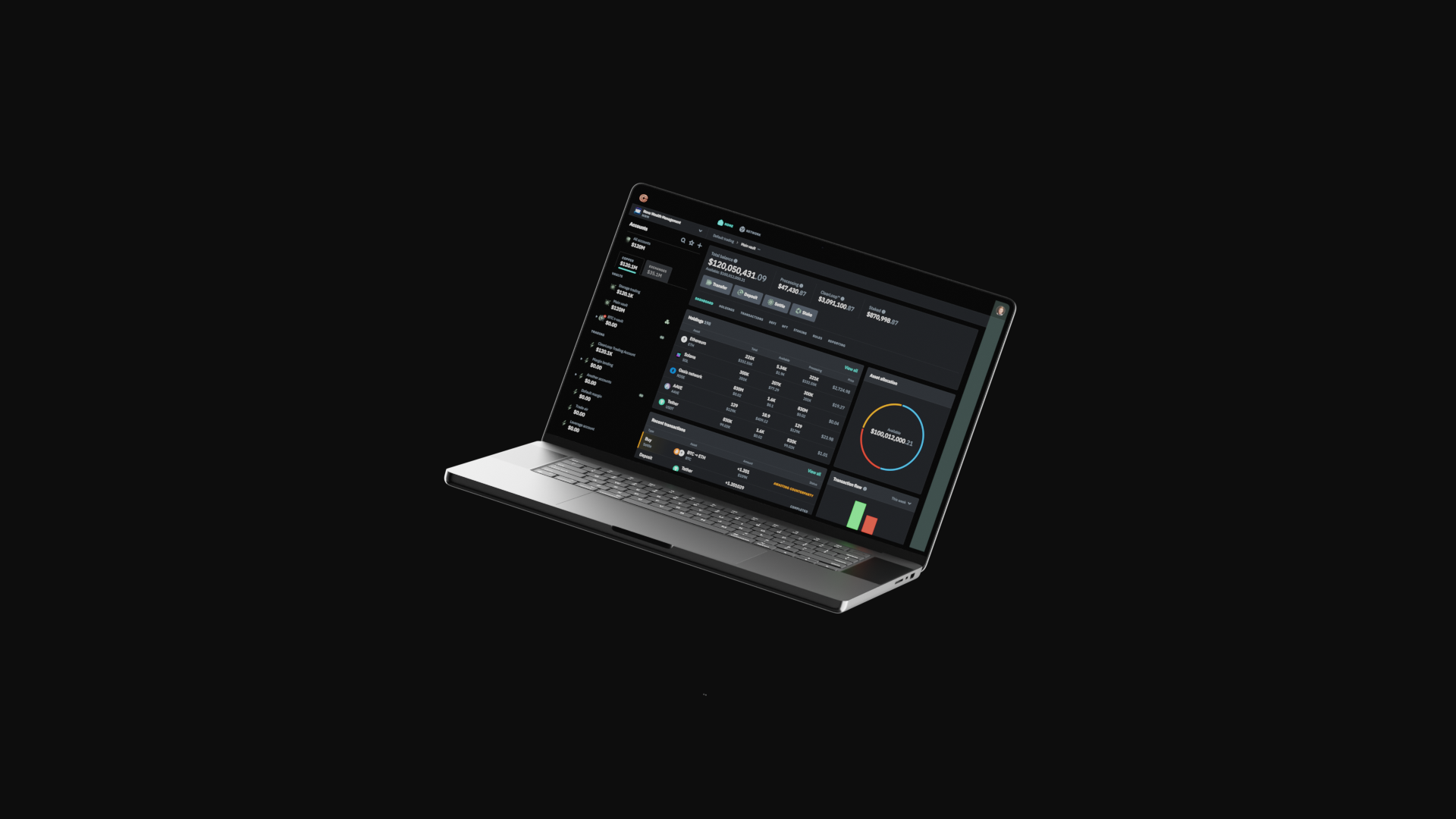 A still image of 3D animation laptop, filled with UI design on the screen