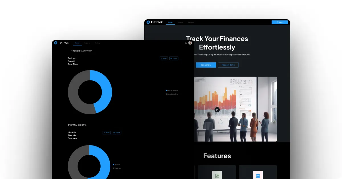 Financial Overview Dashboard with Savings Growth Chart - FinTrack" or "FinTrack Savings and Expense Tracking