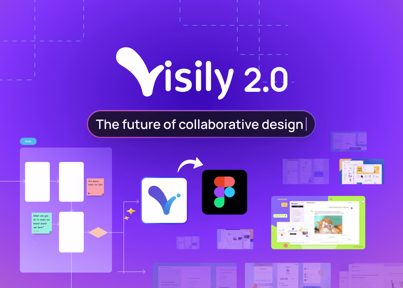 Visily 2.0 screenshot: Collaborative design tool for creating UI mockups and prototypes. Features integration with Figma and a user-friendly interface.